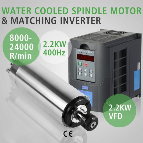 2.2kw Cnc Water Cooled Spindle Motor Er20 + 2.2kw Vfd Inverter Vsd 220v