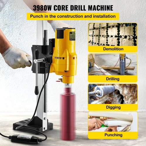 Details about   Diamond Core Drill Machine for Concrete Vertical Stand Press Drilling 2200W 