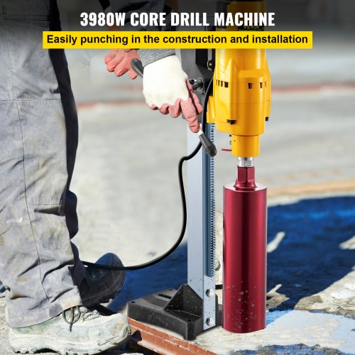 14'' Diamond Core Drill Concrete Drilling Machine with Stand & Drill Bits 4980W 