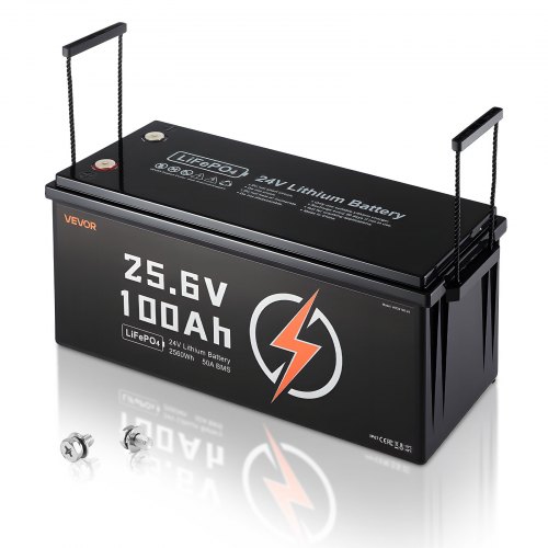 VEVOR 24V 100Ah LiFePO4 Lithium Battery Rechargeable Battery 50A BMS 4000+ Cycle