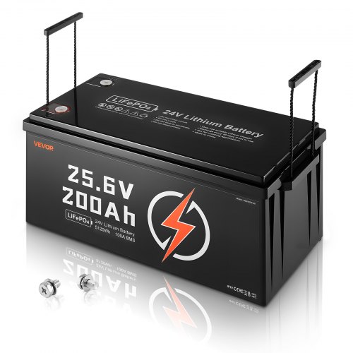 

VEVOR 24V 200Ah LiFePO4 Lithium Battery, Built-in 100A BMS, Deep Cycle Lithium Rechargeable Battery with Low Temperature Protection, 4000+ Cycles, Max. 5120Wh, for RV, Camper, Trolling Motors, Marine