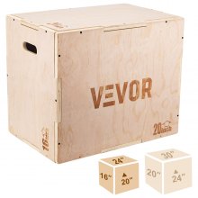 VEVOR 3 in 1 Wood Plyo Box, 24 x 20 x 16 Plyometric Jump Box,Easy-to-Assemble Plyo Box for Jumping Trainers,Training and Conditioning
