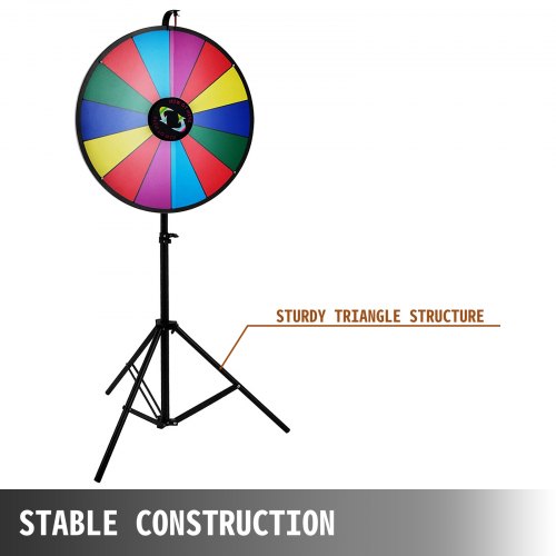 24" Color Prize Wheel Fortune w Folding Tripod Floor Stand Carnival Spinnig Game 
