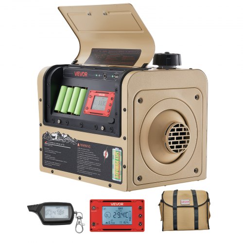 VEVOR Self-Powered Diesel Heater 1 Gal / 3.8 L Fuel Tank Diesel Air Heater, For Camping, Tents, Vehicles, and Outdoor Use, Fast Heating, Self-Generating Portable Power Station, USB Output, Low Noise