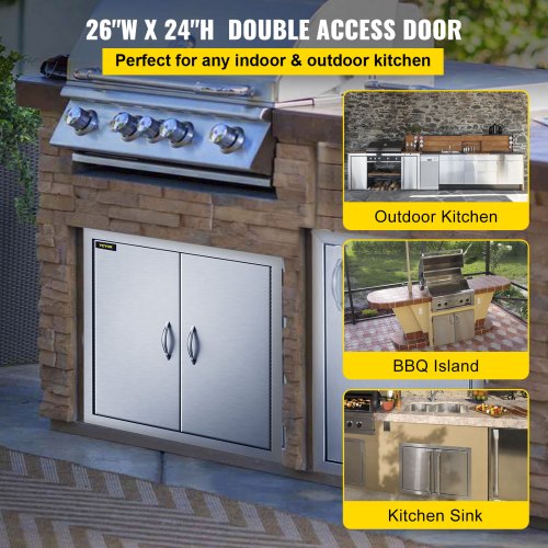 BBQ Island 304 Stainless Door Double Walled & SS Handle Flush Access Outdoor for sale online 