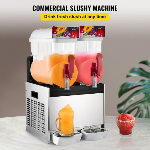 Commercial 2 Tank Frozen Drink Slush Slushy Making Machine Smoothie Maker 30L 