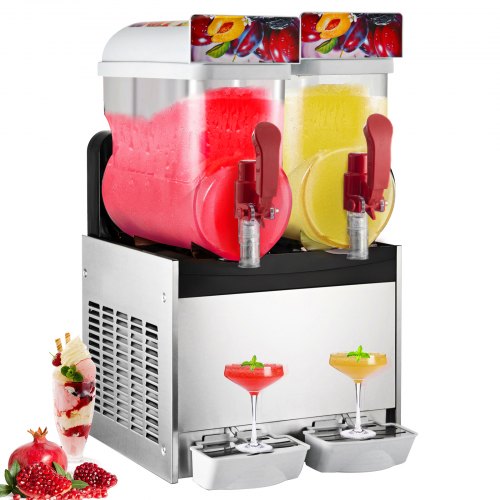 VEVOR Commercial Slushy Machine, 15LX2 Tanks, 700W Margarita Frozen Drink Maker with 26.6°F to 28.4°F Temperature, Separate Cooling and Mixing Control, Perfect for Supermarkets Cafes Restaurants Bars