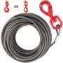 VEVOR Winch Cable 4400 lbs Capacity, Winch Wire Cable 50 Ft Length, Steel Cable Wire Rope with Self-locking Swivel Hook, 3/8 Inch Steel Core Winch Cable with Hook, for Truck Towing Lifting Pulling