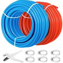 VEVOR PEX Tubing Oxygen Barrier - 2 Rolls of 1/2 Inch X 300 Feet Tube Coil - EVOH PEX-B Pipe for Residential Commercial Radiant Floor Heating Pex Pipe (1/2" O2-Barrier, 2x300Ft/Red+Blue)
