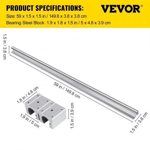 4X SBR20 200mm~1500mm Linear Silde Rail Guide Shaft+8X SBR20UU Bearing BLOCK SET 