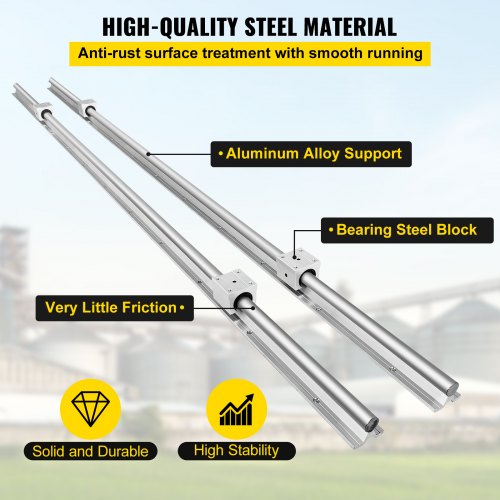 SBR20uu Bearing SBR20 SBR Supported Linear shaft Guide Rail Chromed Steel 20mm 