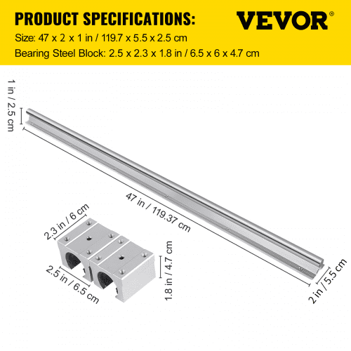 2x Linear Rail Set SBR25-1200mm 4x Bearing Block Routers 25mm linear slide guide 
