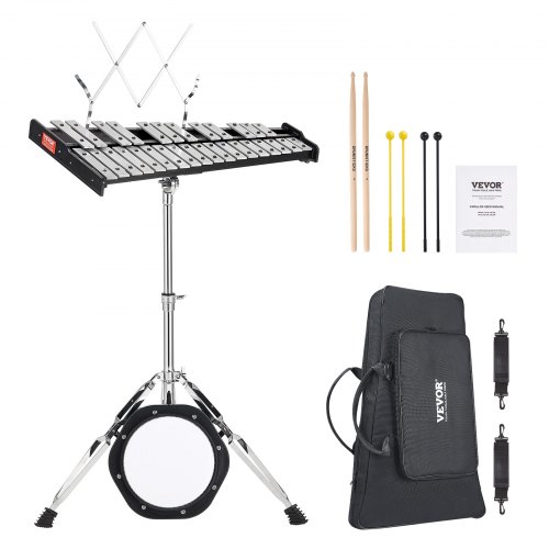 

VEVOR 30 Note Glockenspiel Xylophone Bell Kit, Professional Percussion Instrument Set with Mallets, Drum Sticks, Music Stand, 8" Practice Pad, Adjustable Stand and Carrying Bag for Students & Adults