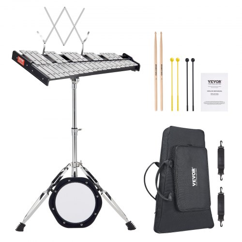

VEVOR 32 Note Glockenspiel Xylophone Bell Kit, Professional Percussion Instrument Set with Mallets, Drum Sticks, Music Stand, 8" Practice Pad, Adjustable Stand and Carrying Bag for Students & Adults