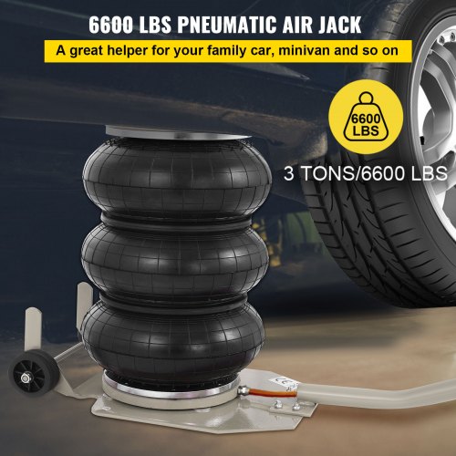 3 Ton Triple Bag Air Pneumatic Jack 6600 lbs Heavy Duty 6.8"-18"  High Lift 