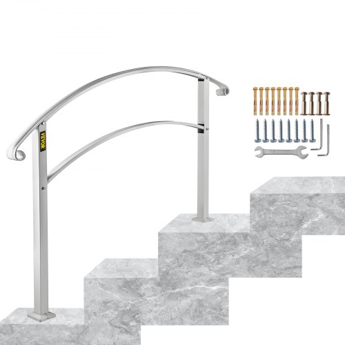 3ft Adjustable Iron Handrail Matte White Fits 2 To 3 Steps Paver Gardens