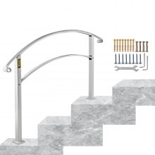 Adjustable Iron Handrail Matte White Fit 2 To 3 Steps Villa Buildings Iron