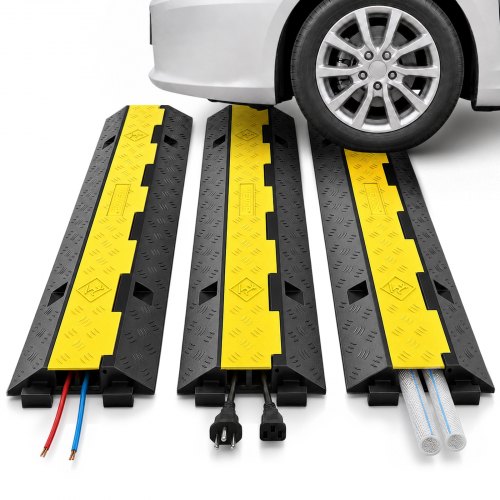 

VEVOR 3 Pcs 2-Cable Rubber Electrical Wire Cover Cord Protector Ramp 11000 lbs