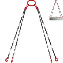 10ft Chain Sling With 4 Legs 5t Capacity Wear-resistant Tackle With Shortners