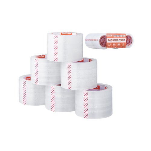 

VEVOR Clear Packing Tape 6 Rolls 65 Yards Heavy Duty Clear Packing Tapes 2.7 Mil