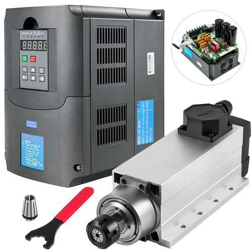 VEVOR 4KW ER25 Air Cooled Spindle Motor with 4KW Variable Frequency Drive Inverter VFD Spindle Motor Kit