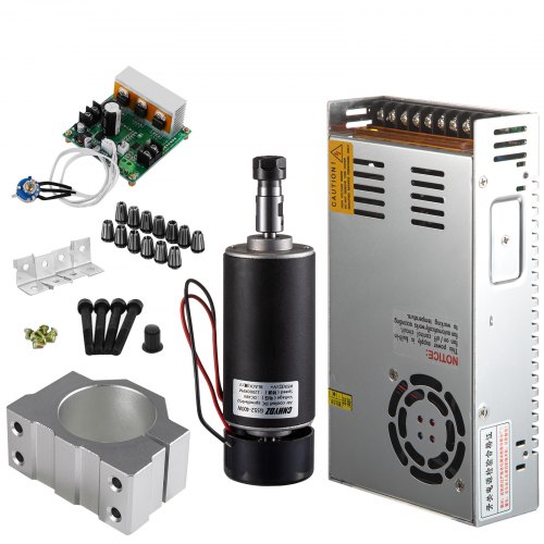 VEVOR Spindle Motor, 400W, DC Motor with Switching Power Supply Mach3 PWM Controller, Mount, 13 PCS ER11 Collets, for CNC Machine