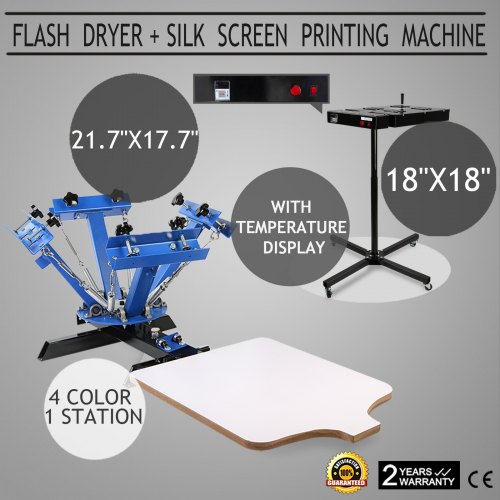 VEVOR 4 Color 1 Station Silk Screen Printing Press Printer Flash Dryer With Temperature Display