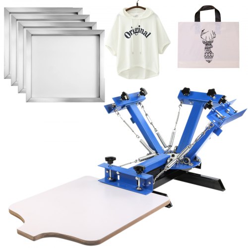 4 Color 1 Station Silk Screening Screen-Print Press Screen Printing 
Machine +6 Pieces 20"x24" Aluminum Silk Screen Printing Frames With Yellow 305 Count Mesh