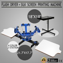 4 Color 2 Station Silk Screen Printing Machine 18"x18" Flash Dryer T-shirt Diy