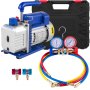 4cfm 1/4hp Air Vacuum Pump Hvac Refrigeration Kit Ac Manifold Gauge R134a Uk