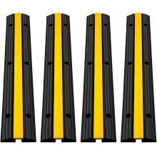 VEVOR 4 Pack of 1-Channel Rubber Cable Protector Ramps Heavy Duty 18000Lbs Load Capacity Cable Wire Cord Cover Ramp Speed Bump Driveway Hose Cable Ramp Protective Cover