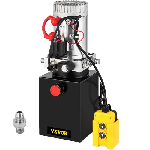 VEVOR Hydraulic Pump 12V Single Acting with 4L Metal Reservoir Hydraulic Power Unit with Control Remote to Lift Dump Trailer Tipper Gates Tow Trucks Car Haulers Wreckers