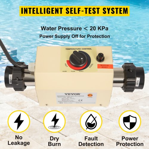 220V Swimming Pool Electric SPA Heater Heating Thermostat 3KW Fix Temperature US 