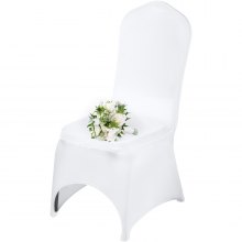 Universal 50pcs Chair Covers White Arched Front Slip Spandex Lycra Wedding Party