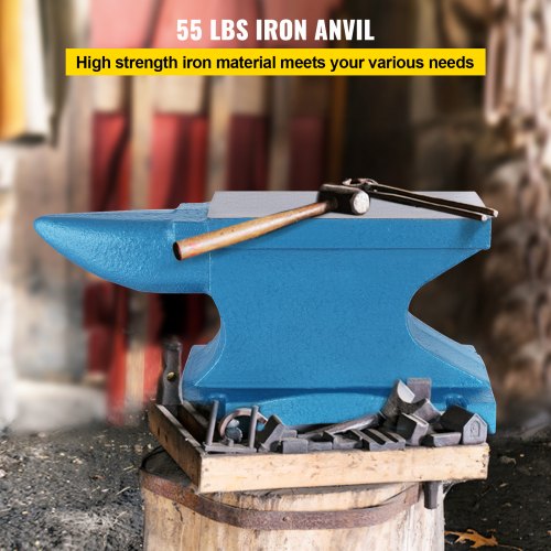 VEVOR 55 lb Anvil Blacksmith Cast-Iron 25 kg Heat Treated Long Horn Hardy Hole 