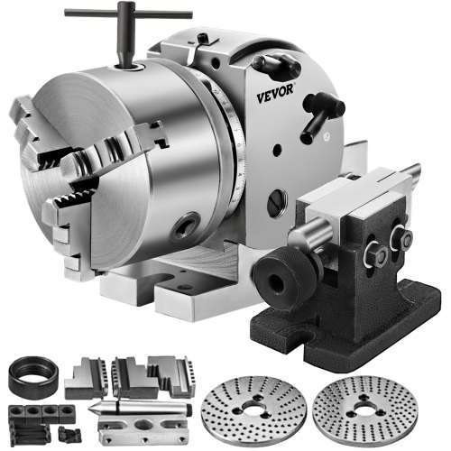 

VEVOR Dividing Head BS-0 5Inch 3 Jaw Chuck Dividing Head Set Precision Semi Universal Dividing Head for Milling Machine Rotary Table Tailstock Milling Set (5 Inch Chuck)