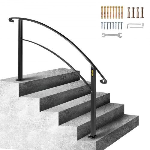 

VEVOR 5FT Adjustable Wrought Iron Handrail Fits 3 Steps Outdoor Steps/Stairs