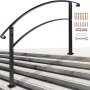 VEVOR 5FT Adjustable Wrought Iron Handrail Fits 3 Steps Outdoor Steps/Stairs