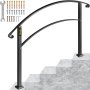 Iron Handrail Black Adjustable 0° To 45° Fits 4-5 Steps Hand Rail Gardens Steady