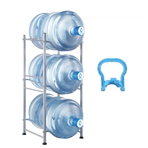 

VEVOR 3 Tiers Water Jug Holder Single Row Water Bottle Rack for 3 Bottles Silver