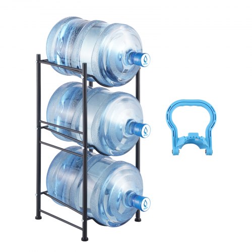 

VEVOR 3 Tiers Water Jug Holder Single Row Water Bottle Rack for 3 Bottles Black