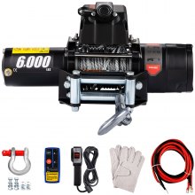 6000lbs 12v Recovery Electric Winch Series Wound Gear Train Remote Control