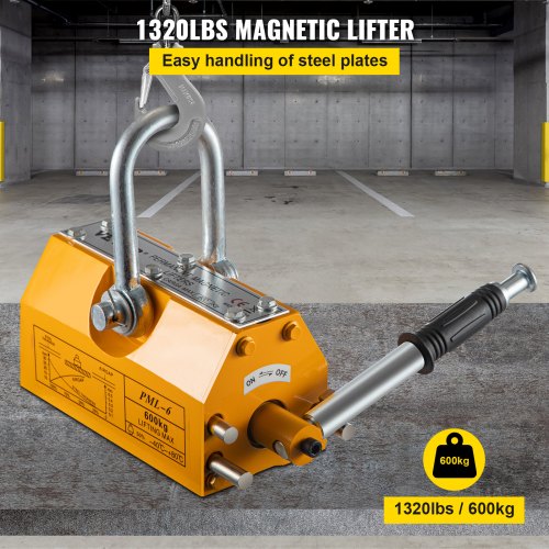 1320lbs/600KG Steel Magnetic Lifter Heavy Duty Crane Hoist Lifting Magnet USA 