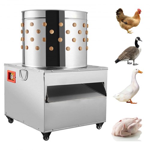 

VEVOR Chicken Poultry Plucker 2200W 240R/min Turkey Chicken Poultry Plucking Machine 23.5inch Barrel Diameter Stainless Steel Feather Plucking Machine with Wheels Defeather Hair Removal Machine