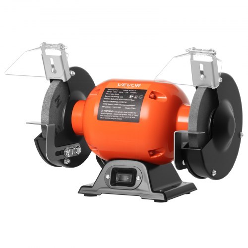 VEVOR Bench Grinder, 6-inch Single Speed Bench Grinder, 1750RPM Low-Speed Table Grinders with 250W 2A Induction Motor, 36/60-Grit Grinding Wheels & Adjustable Tool Rest for Precise Sharpening Grinding 6INCHTSMCDS668HQS001V1