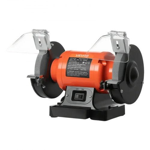 VEVOR Bench Grinder, 6-inch Single Speed Bench Grinder, 3450RPM High-Speed Table Grinders with 450W 3.8A Induction Motor, 36/60-Grit Grinding Wheel & Adjustable Eye Shield for Fast Sharpening Grinding 6INCHTSMCDS6BUJK8001V1