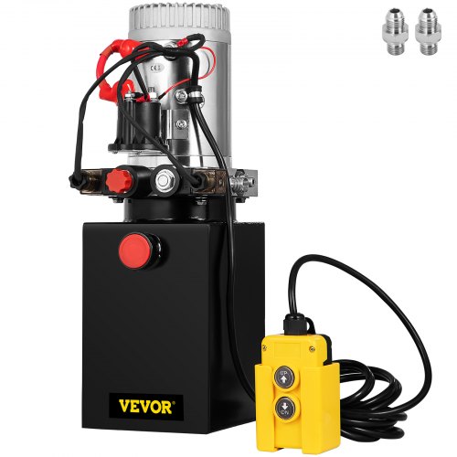 VEVOR Hydraulic Power Unit Double Acting Hydraulic Pump 6 Quart Hydraulic Pump Dump Trailer 12V DC with Metal Reservoir 3200 PSI Max