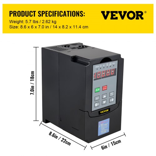VEVOR 7.5KW Variable Frequency Drive Inverter 10HP 220V CNC VFD VSD 1 to 3 Phase 