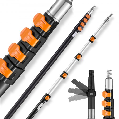 VEVOR Telescoping Pole, 7 to 30 FT Pole, Extension Multi-Purpose Pole, Sturdy Aluminum Alloy Paint Extendable Pole with Flip-Lock Design, Telescopic P