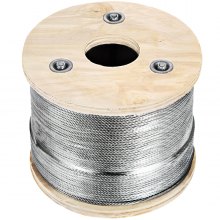7 X 7 Cable Wire Rope 304 Stainless Steel 1/8" 500ft 1577lb Breaking Strength